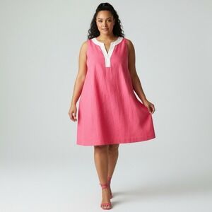 Eliza J Womens Shift Dress Linen Blend Pink Sleeveless Size 18W Office Dressy